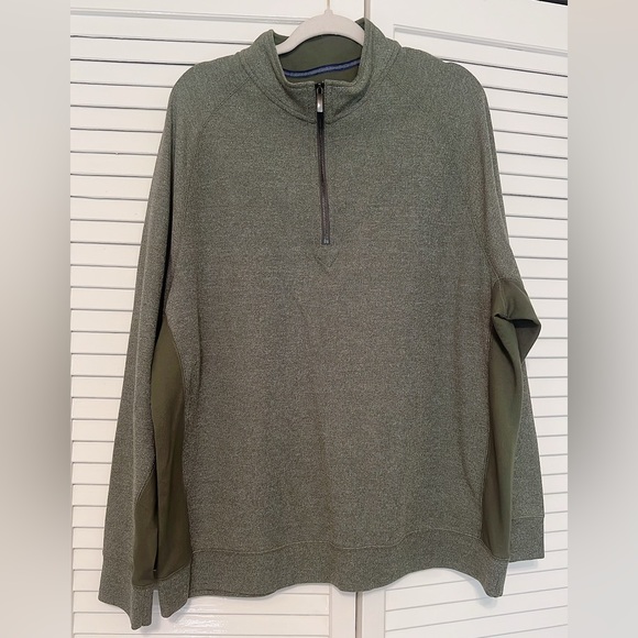 Roundtree & Yorke green Men's half 1/4 Zip Pullover Classic long sleeves size XL - Picture 4 of 10